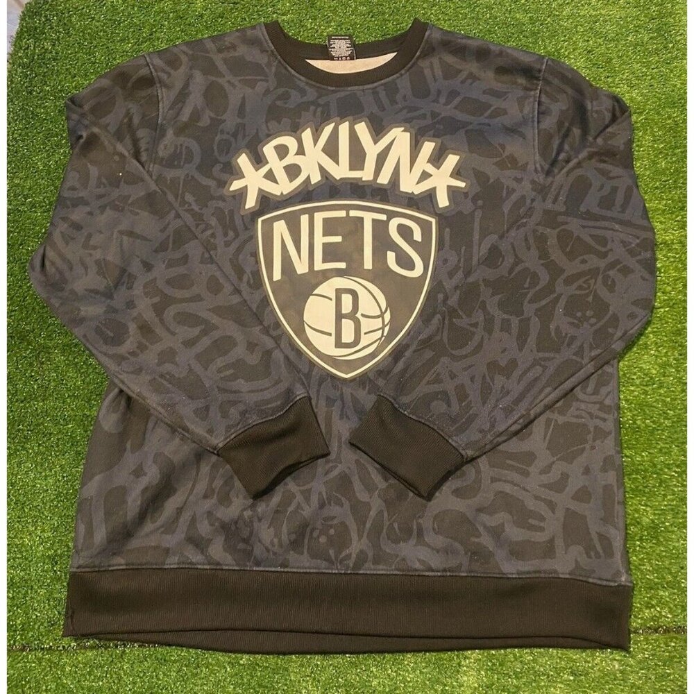 Brooklyn Nets sweatshirt extra large black gray mens Unk all over print adult